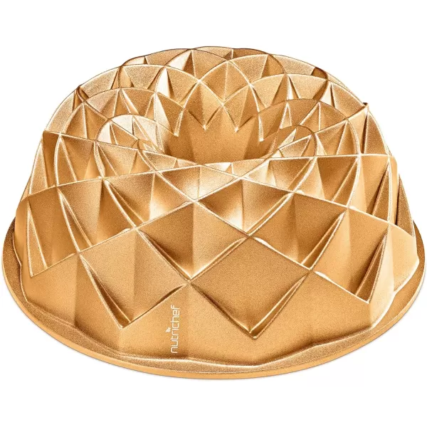 imageNutriChef 9Inch Bundt Cake Pan  Thick and Heavy Cast Aluminum Bakeware with 2 Layers of Nonstick Coating  French Wreath Design for Uniform Baking Up To 500 Degrees  Easy to Clean GoldWreath