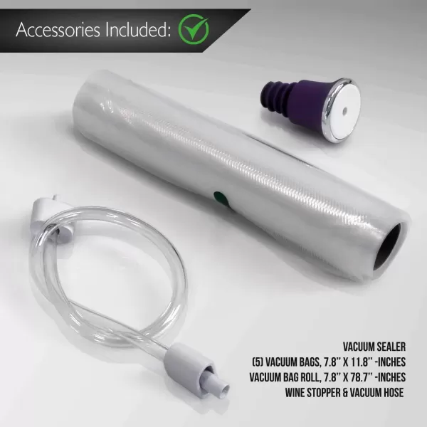 imageNutriChef AZPKVS20STS 12 Saver with LED Indicator Lights Starter Kit ampamp Extra Bags Compact Design Dry ampamp Moist Food Modes 59 x 142 x 3 inches Silver