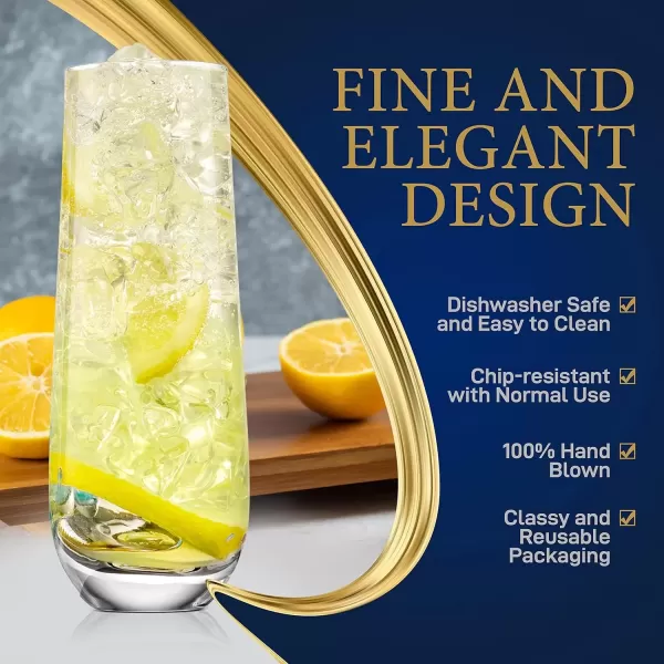 imageNutriChef Champagne Flutes Stemless 94oz Set of 2 Elegant Clear Crystal Glass Drinkware wNarrow Rim Seamless Bowl LeadFree Dishwasher Safe Sparkling Wine Glassware Perfect for Any Occasion2 pack