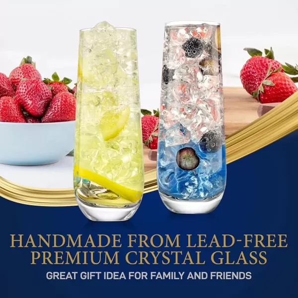 imageNutriChef Champagne Flutes Stemless 94oz Set of 2 Elegant Clear Crystal Glass Drinkware wNarrow Rim Seamless Bowl LeadFree Dishwasher Safe Sparkling Wine Glassware Perfect for Any Occasion2 pack
