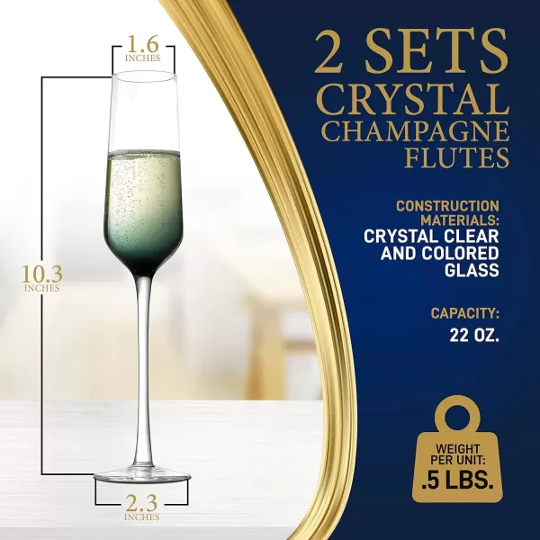 imageNutriChef Champaign Glasses  7Oz Clear Champagne Flutes Set of 2 Elegant Tall Long Stemmed Glass with Narrow Rims Seamless Bowl Lead And Dishwasher Safe Glass For Party New Year Christmas2 spirits