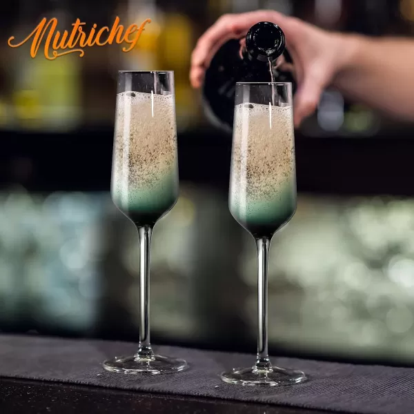 imageNutriChef Champaign Glasses  7Oz Clear Champagne Flutes Set of 2 Elegant Tall Long Stemmed Glass with Narrow Rims Seamless Bowl Lead And Dishwasher Safe Glass For Party New Year Christmas2 spirits