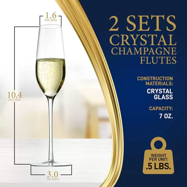 imageNutriChef Champaign Glasses  7Oz Clear Champagne Flutes Set of 2 Elegant Tall Long Stemmed Glass with Narrow Rims Seamless Bowl Lead And Dishwasher Safe Glass For Party New Year Christmas2cups