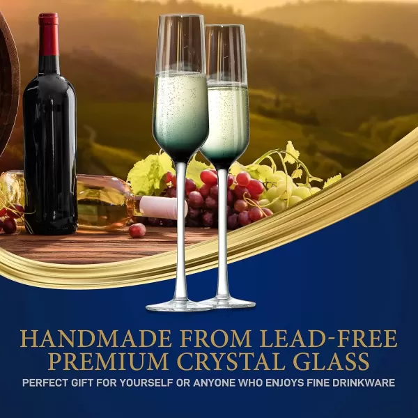 imageNutriChef Champaign Glasses  7Oz Clear Champagne Flutes Set of 2 Elegant Tall Long Stemmed Glass with Narrow Rims Seamless Bowl Lead And Dishwasher Safe Glass For Party New Year Christmas2 spirits
