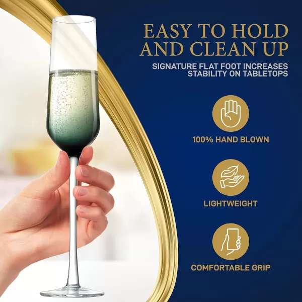 imageNutriChef Champaign Glasses  7Oz Clear Champagne Flutes Set of 2 Elegant Tall Long Stemmed Glass with Narrow Rims Seamless Bowl Lead And Dishwasher Safe Glass For Party New Year Christmas2 spirits
