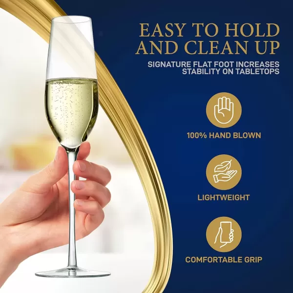 imageNutriChef Champaign Glasses  7Oz Clear Champagne Flutes Set of 2 Elegant Tall Long Stemmed Glass with Narrow Rims Seamless Bowl Lead Free Dishwasher Safe Glass For Party New Year Christmas7oz