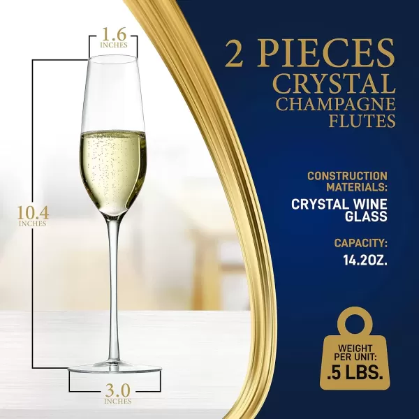 imageNutriChef Champaign Glasses  7Oz Clear Champagne Flutes Set of 2 Elegant Tall Long Stemmed Glass with Narrow Rims Seamless Bowl Lead Free Dishwasher Safe Glass For Party New Year Christmas7oz