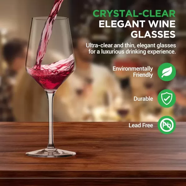 imageNutriChef Crystal Wine Glasses  2 Elegant Tall Red and White Wine Clear Stemmed Glass Drinkware Seamless Bowl 100 LeadFree Dishwasher Safe for Wine Enthusiasts