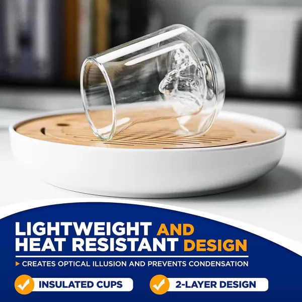 imageNutriChef Double Wall Insulated Glasses  2pcs 8 oz High Borosilicate Glass Sweat Free Mugs Clear Drinkware for HotCold Drinks Coffee Espresso Cappuccino Latte Tea Microwavable Dishwasher Safe