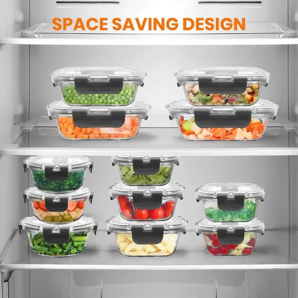 imageNutriChef Glass Food Storage Containers with Lids  12 Piece Stackable Heavy Duty Meal Prep Containers  Mixed Sizes for Food Snacks Fruit ampamp More  Microwave Freezer ampamp Dishwasher Safe BlueGray