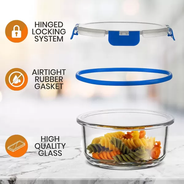 imageNutriChef Glass Food Storage Containers with Lids  12 Piece Stackable Heavy Duty Meal Prep Containers  Mixed Sizes for Food Snacks Fruit ampamp More  Microwave Freezer ampamp Dishwasher Safe BlueBlue