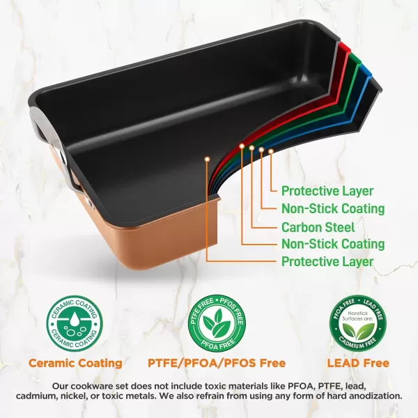 imageNutriChef Lasagna Pan Baking Dish for Oven Heavy Duty Nonstick Carbon Steel Bakeware Roasting Pan with Wire Handles Dishwasher Safe  Brown  15 x 10 x 37 Inch
