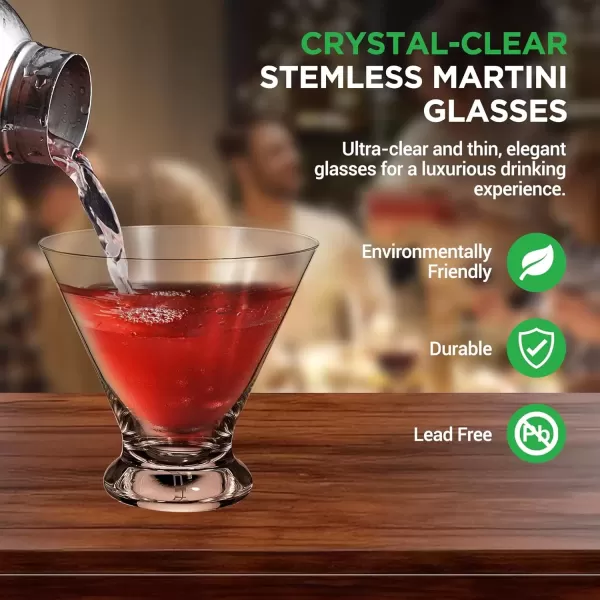 imageNutriChef Martini Glasses 84 Ounce Set of 2 Stemless Cocktail Glass for Margarita Manhattan ampamp Cosmopolitan Martini Glass for Home Bar Evening Parties Birthdays Housewarming Gift Crystal Clear2 pack
