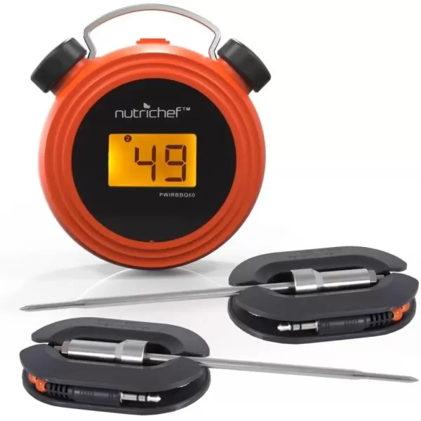 imageNutriChef Smart Bluetooth BBQ Grill Thermometer  Digital Display Stainless Dual Probes Safe to Leave in Outdoor Barbecue Meat Smoker  Wireless Remote Alert iOS Android Phone WiFi App  PWIRBBQ60Legacy Bluetooth