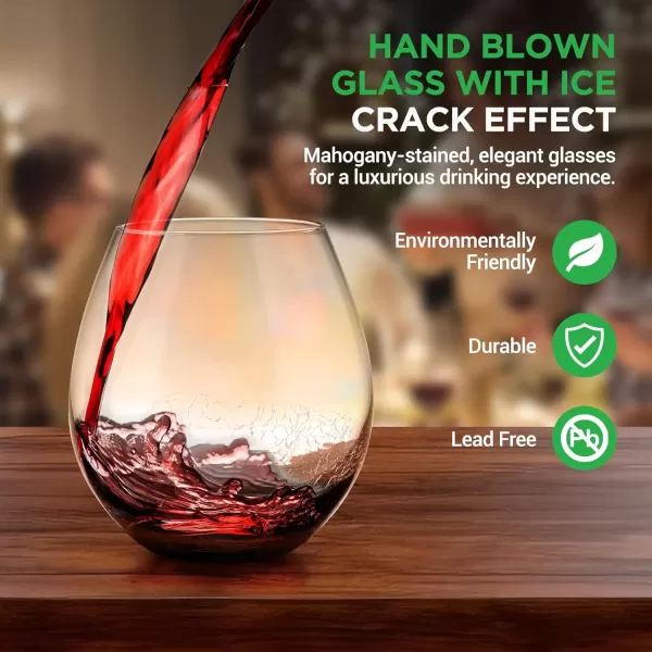 imageNutriChef Stemless Wine Glasses 15 Ounces Set of 2 Hand Blown Glasses for Home Bar ampamp Restaurant Dishwasher Safe Gift Set for Wine Lovers Friends2 Pack