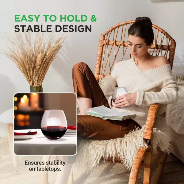 imageNutriChef Stemless Wine Glasses 15 Ounces Set of 2 Hand Blown Glasses for Home Bar ampamp Restaurant Dishwasher Safe Gift Set for Wine Lovers Friends2 Pack