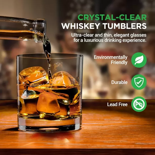 imageNutriChef Whiskey Glasses Set of 2 10 Oz Old Fashioned Whisky Glass Rum Glasses for Bar Home  Drink Glass Set for Gifts