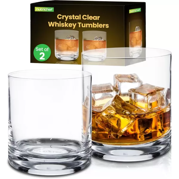 imageNutriChef Whiskey Glasses Set of 2 10 Oz Old Fashioned Whisky Glass Rum Glasses for Bar Home  Drink Glass Set for Gifts