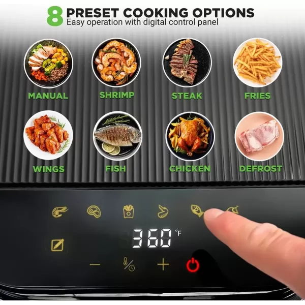 imageNutrichef 58 Quart Air Fryer  81 Preset Cook Modes  Transparent Fry Bowl for Best Cooking Results  Cook Shrimp Steak Fries Wings Chicken ampamp More  Precise Temperature Control ampamp Time  WhiteWhite