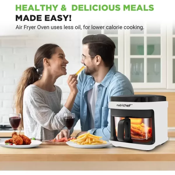 imageNutrichef 58 Quart Air Fryer  81 Preset Cook Modes  Transparent Fry Bowl for Best Cooking Results  Cook Shrimp Steak Fries Wings Chicken ampamp More  Precise Temperature Control ampamp Time  WhiteWhite