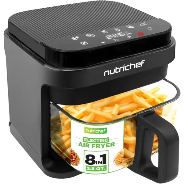 imageNutrichef 58 Quart Air Fryer  81 Preset Cook Modes  Transparent Fry Bowl for Best Cooking Results  Cook Shrimp Steak Fries Wings Chicken ampamp More  Precise Temperature Control ampamp Time  WhiteBlack