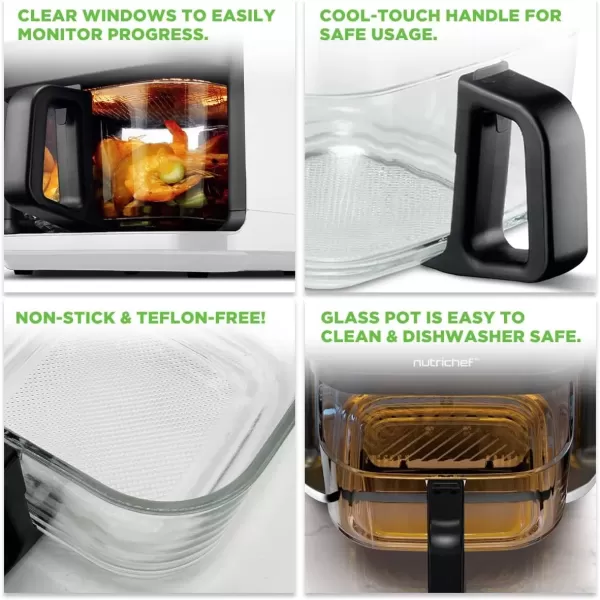 imageNutrichef 58 Quart Air Fryer  81 Preset Cook Modes  Transparent Fry Bowl for Best Cooking Results  Cook Shrimp Steak Fries Wings Chicken ampamp More  Precise Temperature Control ampamp Time  WhiteWhite