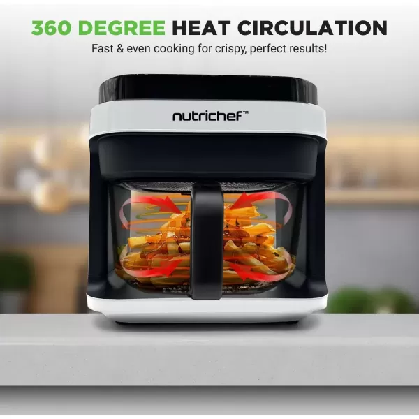 imageNutrichef 58 Quart Air Fryer  81 Preset Cook Modes  Transparent Fry Bowl for Best Cooking Results  Cook Shrimp Steak Fries Wings Chicken ampamp More  Precise Temperature Control ampamp Time  WhiteWhite