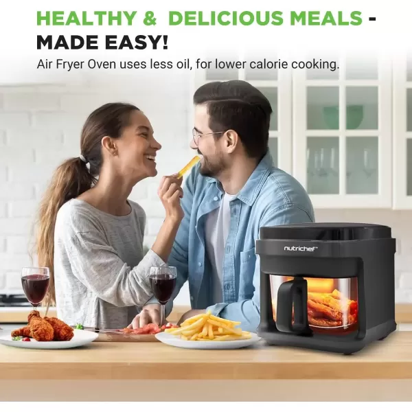 imageNutrichef 58 Quart Air Fryer  81 Preset Cook Modes  Transparent Fry Bowl for Best Cooking Results  Cook Shrimp Steak Fries Wings Chicken ampamp More  Precise Temperature Control ampamp Time  WhiteBlack