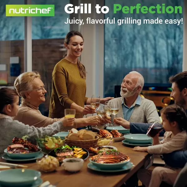 imageNutrichef Cast Iron Grill Press  HeavyDuty Griddle Press with Wooden Handle Speeds Up Cooking Time on Steak Burger Patty Meats Bacon Quesadillas ampamp More Leave an Attractive Mark on Any Meat