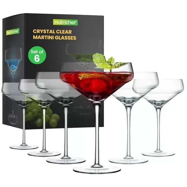 imageNutrichef Martini Glasses Set of 2  10 oz  Hand Blown Crystal Martini Glasses with Stem  Elegant Cocktail Glasses Martini Glass Crystal Glasses For Housewarming Gifts Parties And Drinks6 set