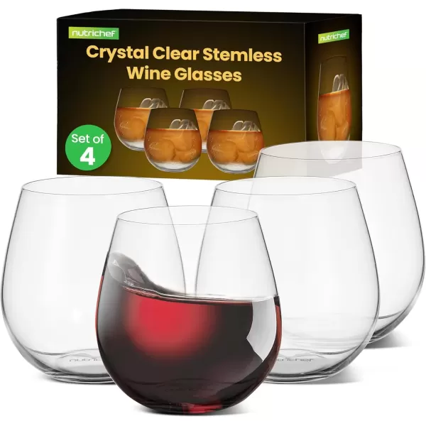 imageNutrichef Stemless Wine Glasses For Red or White Wine Set of 8 15 Oz For Party Drinking Crystal Clear Water Glass Ideal For Wine Water Drink And Gift4 Count Pack of 1