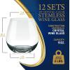 imageNutriChef 15oz Stemless Wine Glasses  Set of 2 Ultra Thin Elegant Red ampamp White Wine Clear Crystal Glass Drinkware LeadFree Hand Blown Seamless Bowl Dishwasher Safe for Any Occasion12 Pack