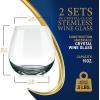 imageNutriChef 15oz Stemless Wine Glasses  Set of 2 Ultra Thin Elegant Red ampamp White Wine Clear Crystal Glass Drinkware LeadFree Hand Blown Seamless Bowl Dishwasher Safe for Any Occasion2 Pack