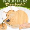 imageNutriChef Natural Bamboo Cheese Board Set with Bonus Condiment CupExtra Large Size 100 Home Organic Wooden Plate and Charcuterie Tray with 4 pcs Cutting Knife SlicerRound