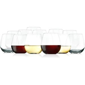 imageNutriChef 15oz Stemless Wine Glasses  Set of 2 Ultra Thin Elegant Red ampamp White Wine Clear Crystal Glass Drinkware LeadFree Hand Blown Seamless Bowl Dishwasher Safe for Any Occasion12 Pack