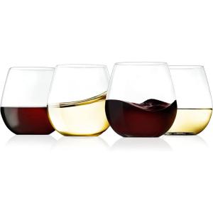 imageNutriChef 15oz Stemless Wine Glasses  Set of 2 Ultra Thin Elegant Red ampamp White Wine Clear Crystal Glass Drinkware LeadFree Hand Blown Seamless Bowl Dishwasher Safe for Any Occasion4 Pack