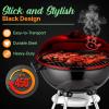 imageJovial Portable Outdoor Charcoal BBQ GrillStainless Steel Charcoal Grill Offset Smoker with Ash Catcher and Red CoverMultifunctional ideal for Bake BraiseSmokeRoastand Grill