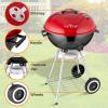 imageJovial Portable Outdoor Charcoal BBQ GrillStainless Steel Charcoal Grill Offset Smoker with Ash Catcher and Red CoverMultifunctional ideal for Bake BraiseSmokeRoastand Grill