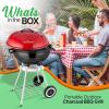 imageJovial Portable Outdoor Charcoal BBQ GrillStainless Steel Charcoal Grill Offset Smoker with Ash Catcher and Red CoverMultifunctional ideal for Bake BraiseSmokeRoastand Grill