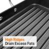 imageNutriChef 11quot Square Grill Pan Non Stick  High Ridges HardAnodized Stove Top Griddle Strong Handles Dishwasher SafeBlack