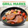 imageNutriChef 11quot Square Grill Pan Non Stick  High Ridges HardAnodized Stove Top Griddle Strong Handles Dishwasher SafeBlack