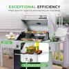 imageNutriChef HeavyDuty 5Burner Propane Gas Grill  Stainless Steel Grill 4 Main Burner with 1 side burner 52000 BTU Grilling Capacity Electronic Ignition System Builtin Thermometer  NCGRIL2Gas Grill