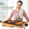 imageNutriChef Smokeless Indoor Electric Grill  Bamboo Tray NonStick Plate Adjustable Thermostat Dishwasher Safe 1800W PowerBamboo