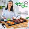 imageNutriChef Smokeless Indoor Electric Grill  Bamboo Tray NonStick Plate Adjustable Thermostat Dishwasher Safe 1800W PowerNatural