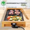 imageNutriChef Smokeless Indoor Electric Grill  Bamboo Tray NonStick Plate Adjustable Thermostat Dishwasher Safe 1800W PowerNatural