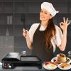 imageNutrichef 2in1 Panini Press Grill ampamp Griddle  Nonstick Coating Temperature Control  Multiuse Countertop Sandwich Maker  Removable Drip Tray  1500W  Compact Electric Griddle  203 x 125 x 53