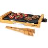 imageNutriChef Smokeless Indoor Electric Grill  Bamboo Tray NonStick Plate Adjustable Thermostat Dishwasher Safe 1800W PowerNatural