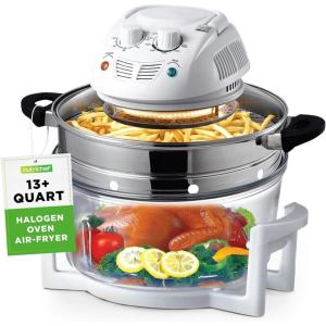imageNutriChef Halogen Oven Countertop Air Fryer  1200W 13QT Infrared Convection Cooker w Stainless Steel Cooking Bowl For Healthy Meals Great for Chicken Steak Fish Ribs Shrimp More AZPKAIRFR48