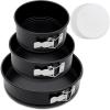 imageNutriChef 3Piece Nonstick Springform Pan Set  Premium Carbon Steel Cheesecake Pans with Stainless Steel Clasp  6quot 8quot 10quot Sizes Oven Safe up to 450F  Includes 300pcs Parchment Paper Black3Pack
