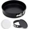 imageNutriChef 3Piece Nonstick Springform Pan Set  Premium Carbon Steel Cheesecake Pans with Stainless Steel Clasp  6quot 8quot 10quot Sizes Oven Safe up to 450F  Includes 300pcs Parchment Paper Black1Pack